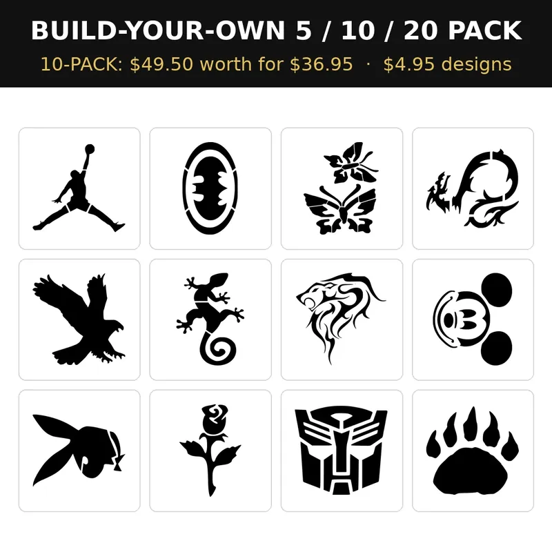 MR. HAIR ART STENCIL - BUILD-YOUR-OWN 10-PACK (10 Stencils)