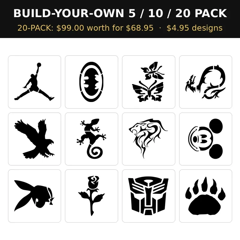 MR. HAIR ART STENCIL - BUILD-YOUR-OWN 20-PACK (20 Stencils)