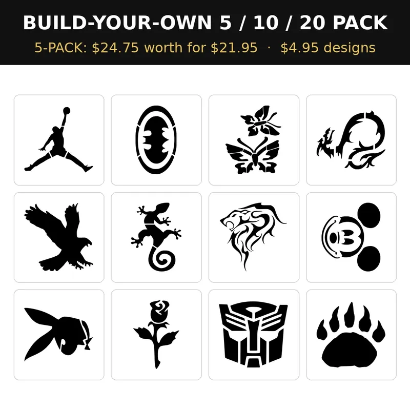 MR. HAIR ART STENCIL - BUILD-YOUR-OWN 5-PACK (5 Stencils)