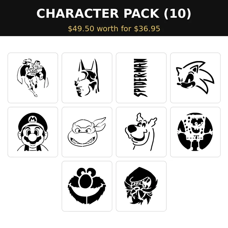 MR. HAIR ART STENCIL - CHARACTER PACK (10 Stencils)