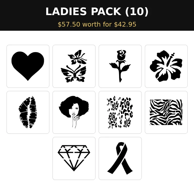 MR. HAIR ART STENCIL - LADIES PACK (10 Stencils)