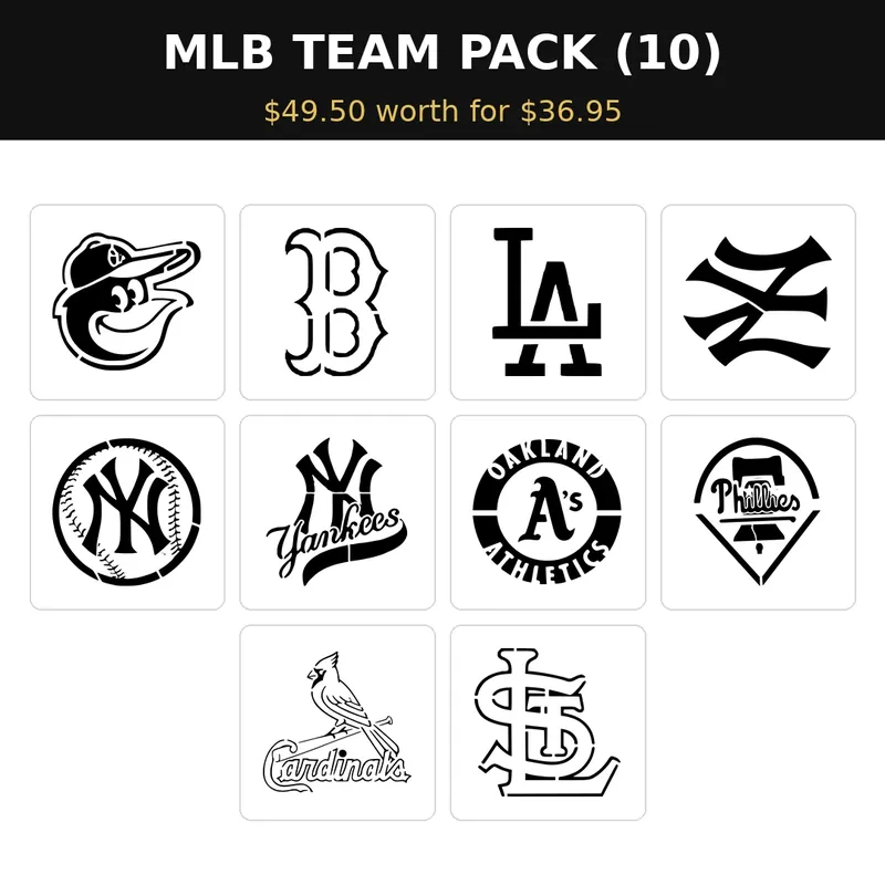 MR. HAIR ART STENCIL - MLB TEAM PACK (10 Stencils)