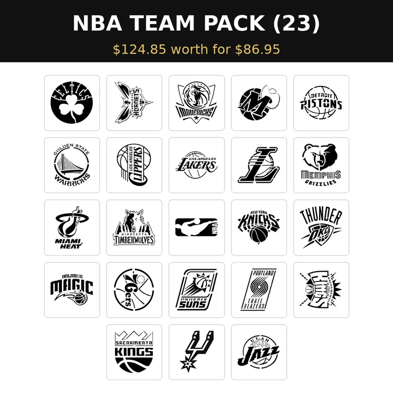 MR. HAIR ART STENCIL - NBA TEAM PACK (23 Stencils)