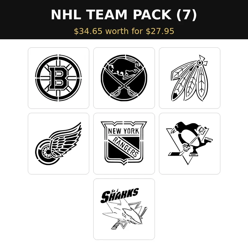 MR. HAIR ART STENCIL - NHL TEAM PACK (7 Stencils)